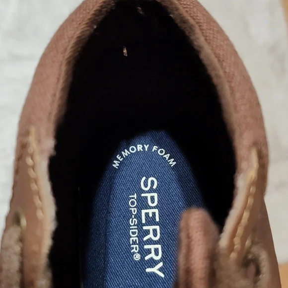 Sperry Boys Cruise Mid Top Siders Sneakers Brown Faux Leather Lace Up Shoes 3.5 - Picture 10 of 11